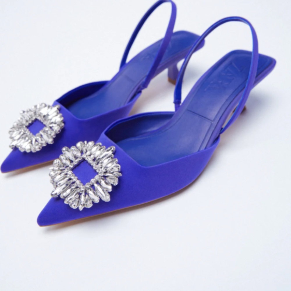 Zara Shimmery Slingback Heels